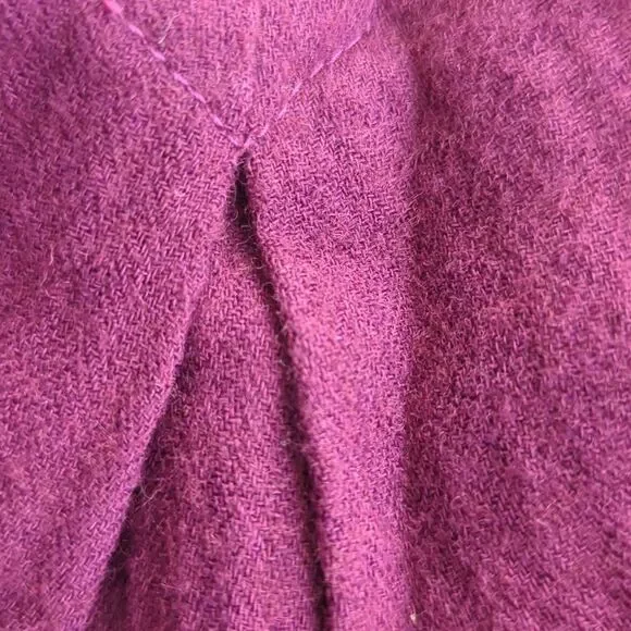 Unique Marc Jacobs Wool Purple Margenta Puff Sleeves  V Neck A Line  Dress - Picture 13 of 14